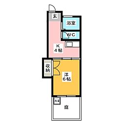 マンション植田 1Kの間取図画像