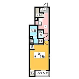 フェリーチェ 1Kの間取図画像