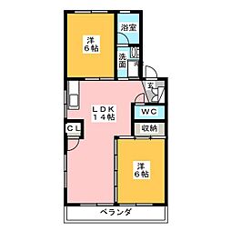 コーポい菱 2LDKの間取図画像