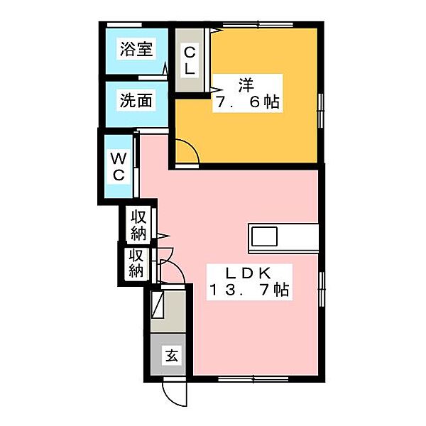 Ｇｎａｄｅ　Ｍ’ｓII ｜愛知県一宮市小信中島字東鵯平(賃貸アパート1LDK・1階・48.18㎡)の写真 その2