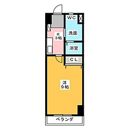 グレース篠木V 3階1Kの間取り