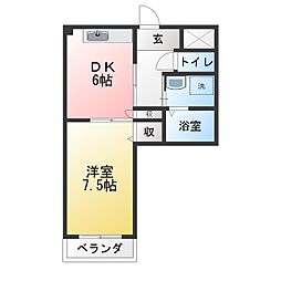 グランプラス木曽川 1DKの間取図画像