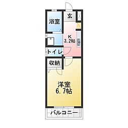 大宮サンハイム 1Kの間取図画像