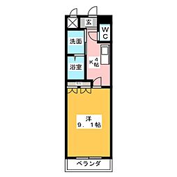 フォルティア 1Kの間取図画像
