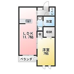 アルフォンティーヌN 1LDKの間取図画像
