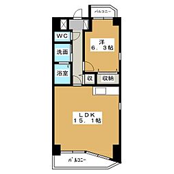 ルネ新生 1LDKの間取図画像