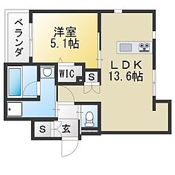 al sole 1LDKの間取図画像