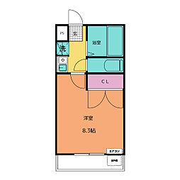 アマービレ 1Kの間取図画像