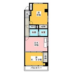 シュケル栄 2DKの間取図画像