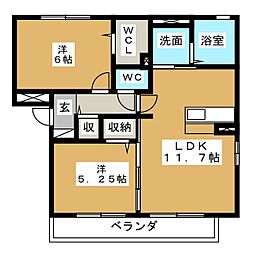 サニーホームズ 2LDKの間取図画像