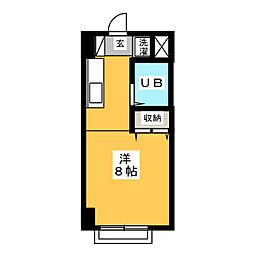 シャトレシンセイ ワンルームの間取図画像