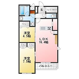 Casa Hiyorie 2LDKの間取図画像