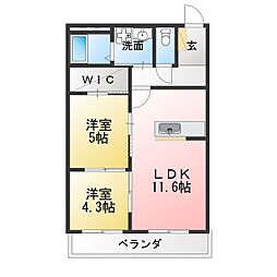 仮)東五城マンション 2LDKの間取図画像