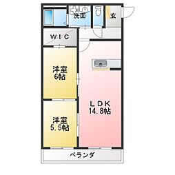 仮)東五城マンション 2LDKの間取図画像