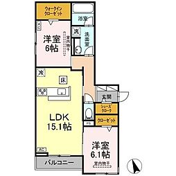 シングレイス 2LDKの間取図画像