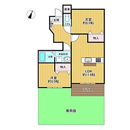 COCOプライム 2LDKの間取図画像