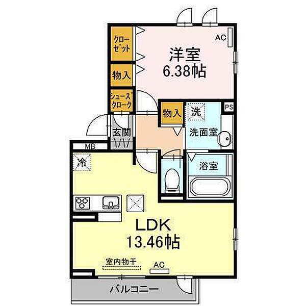 Ｄ－Ｃａｓｔｌｅ（ディーキャッスル） ｜愛知県岡崎市矢作町字土井城(賃貸アパート1LDK・1階・48.38㎡)の写真 その2