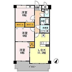 ロイヤルパーク真伝 3階3LDKの間取り