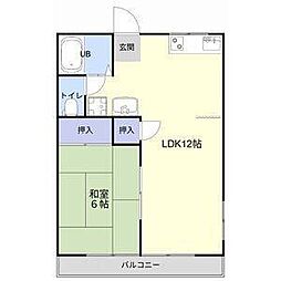 グランパスB 1LDKの間取図画像
