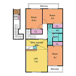 マノワール青木 2階3LDKの間取り