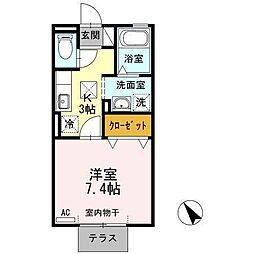 エスポワール栄II 1階1Kの間取り
