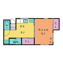 松永ビル 2階1DKの間取り