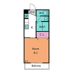 サープラスワン酒井 1Kの間取図画像