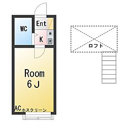 ベルトピア岡崎1 1Kの間取図画像