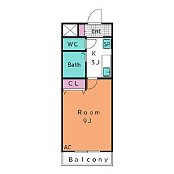 A・City岡崎矢作 1Kの間取図画像