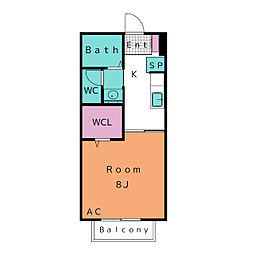 グランモア 1Kの間取図画像
