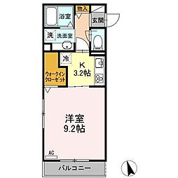パーシモン 1Kの間取図画像
