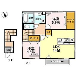 カーザセレーナB 2LDKの間取図画像