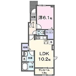 クルール大門 1LDKの間取図画像