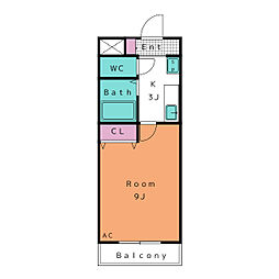 A・City岡崎矢作 1Kの間取図画像