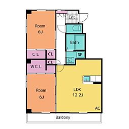 キュリオシティ2番館 2LDKの間取図画像