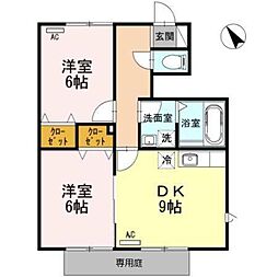 カトル・セゾン 2DKの間取図画像