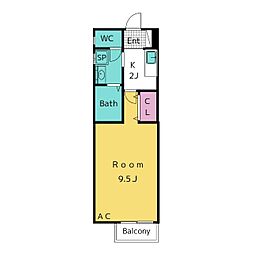 アンシャンテ 1Kの間取図画像