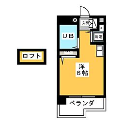 パサージュ豊橋 7階ワンルームの間取り