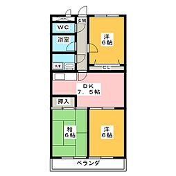 サンアルカディアS 3DKの間取図画像