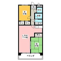 サンアルカディアＳ 4階2LDKの間取り
