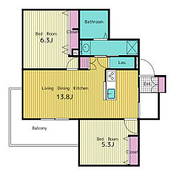ＴＨＥ　ＲＩＴＺ　中柴 2階2LDKの間取り