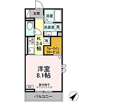 AXIS C 2階1Kの間取り