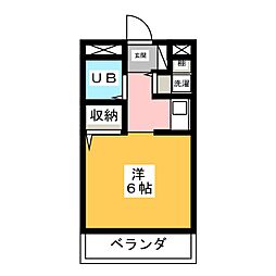 パサージュ豊橋 1階ワンルームの間取り