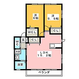 iL Sereno 1階2LDKの間取り