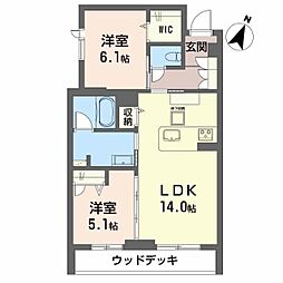 シャーメゾンＡｒｔｓｙ 1階2LDKの間取り