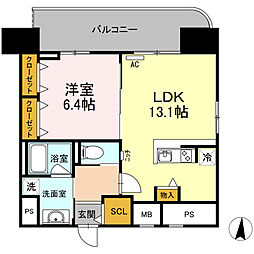CASA94 6階1LDKの間取り