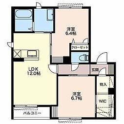 フォルトゥーナ 1階2LDKの間取り