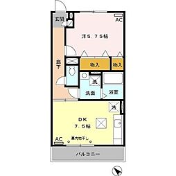 ブランヴィラージュA 1DKの間取図画像