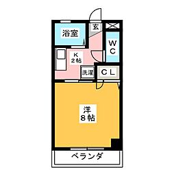 サントラストＢ 1階1Kの間取り