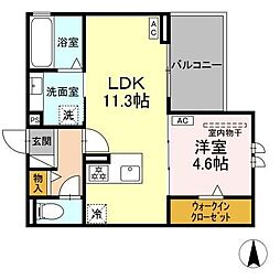 アーブル西岩田 3階1LDKの間取り